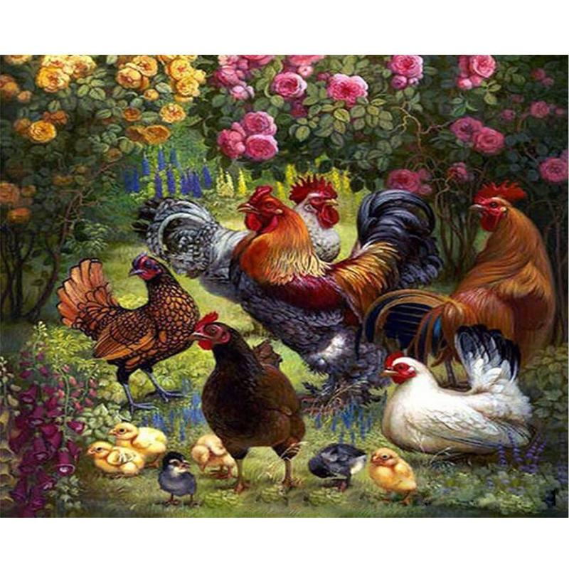 Chicks and Roosters - DIY Painting By Numbers Kit