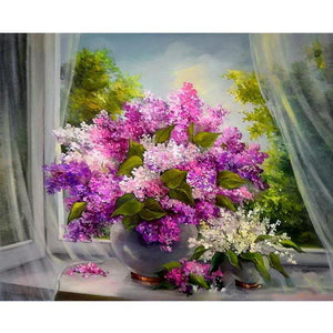 Purple Flower Basket - DIY Painting By Numbers Kit