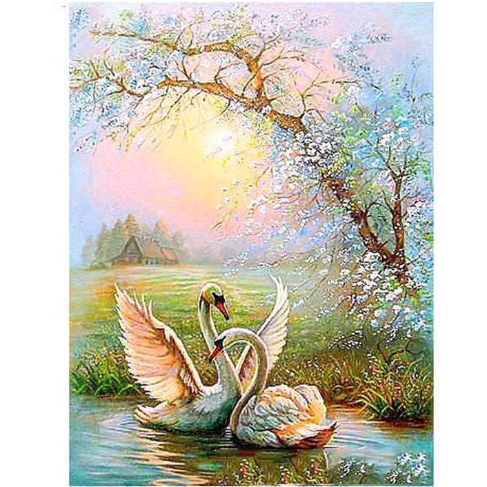 Swans in Love - DIY Painting By Numbers Kit