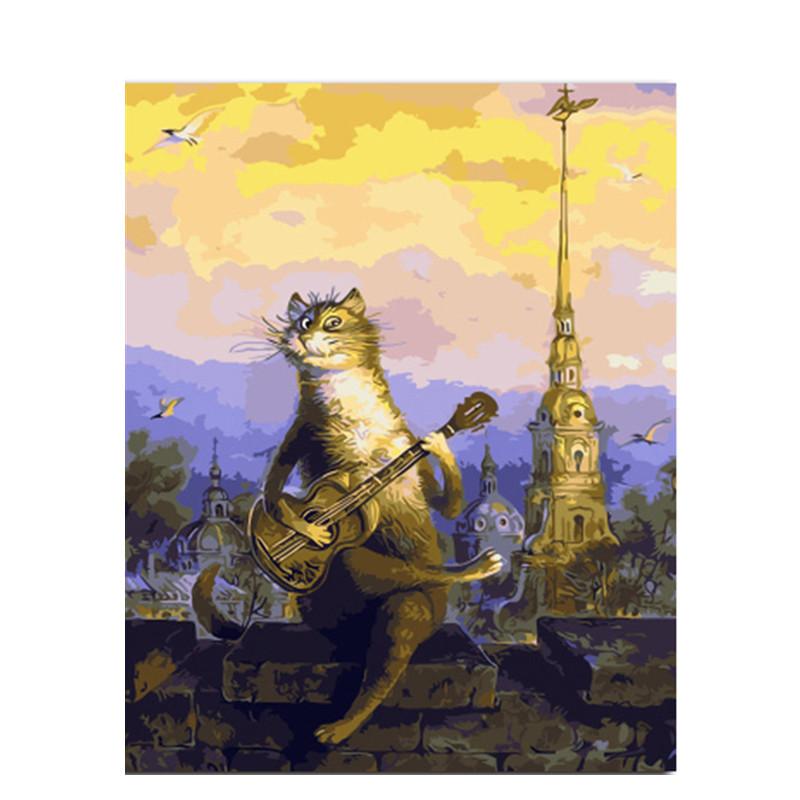 Cat Playing Guitar - DIY Painting By Numbers Kit