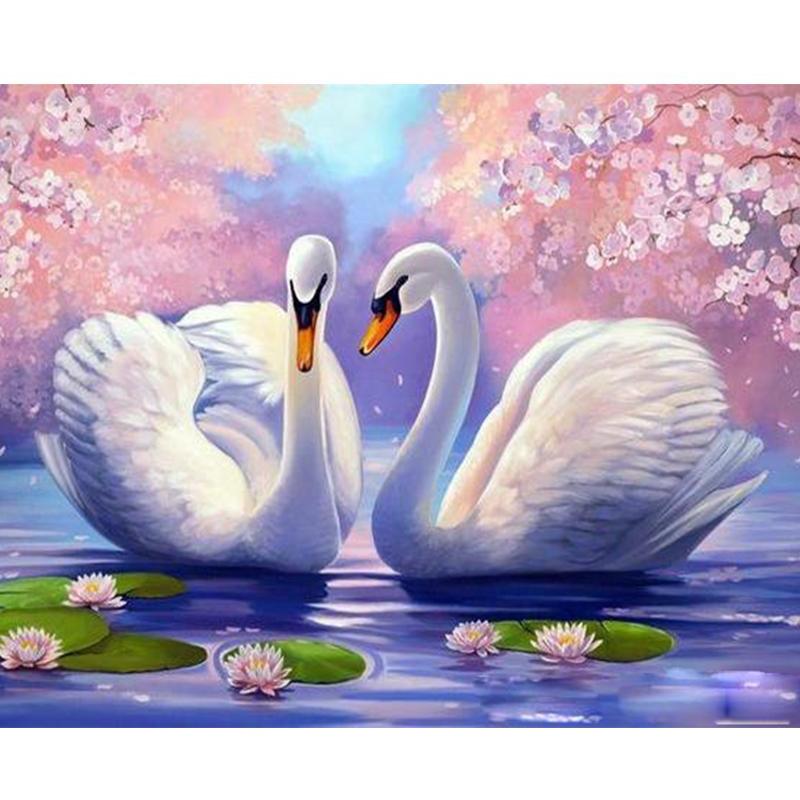 Pastel Backdrop Swans - DIY Painting By Numbers Kit