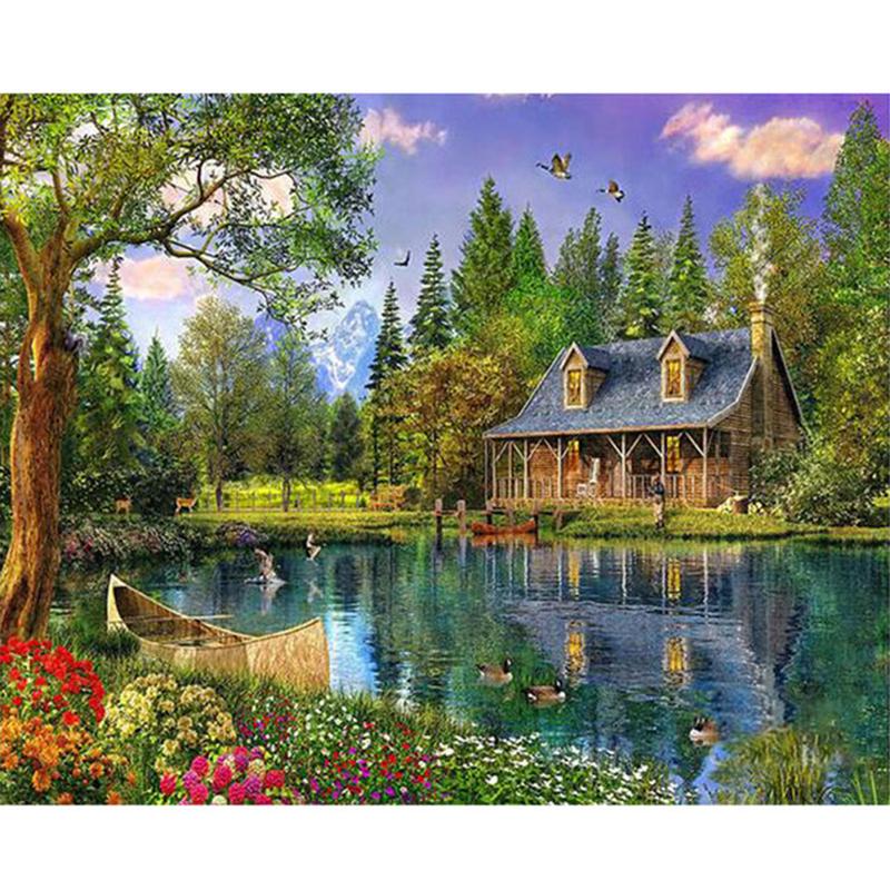 Cottage By The River - DIY Painting By Numbers Kit