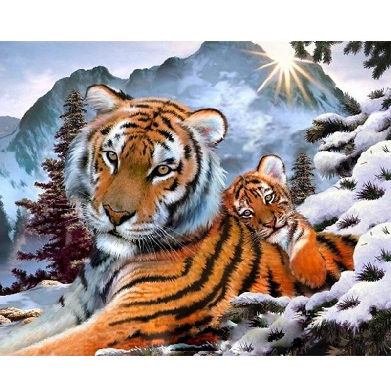 Freezing Tigers - DIY Painting By Numbers Kit