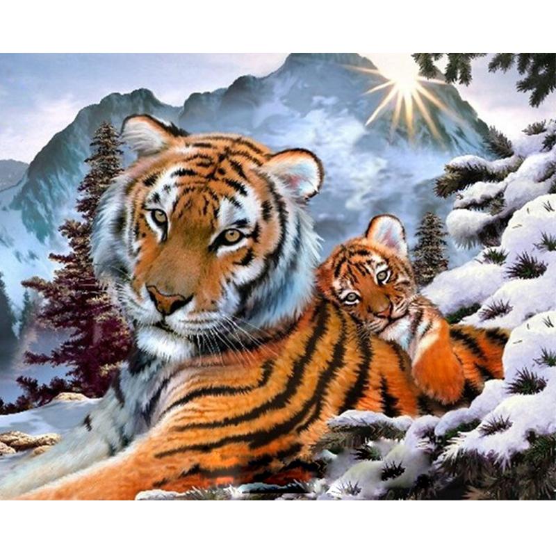 Tiger And Cub - DIY Painting By Numbers Kit