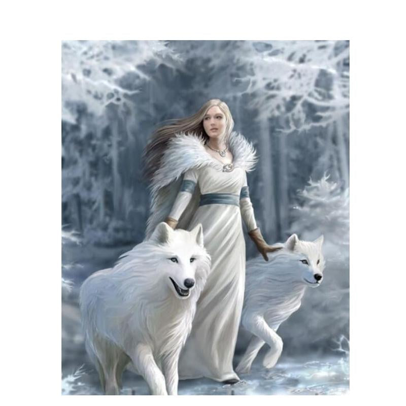 Snow Guardian And Wolves - DIY Painting By Numbers Kit