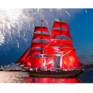 Red Sails Ship - DIY Painting By Numbers Kit