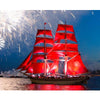 Red Festive Ship - DIY Painting By Numbers Kit