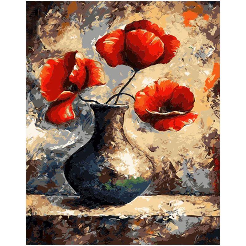 Red Flowers - DIY Painting By Numbers Kit