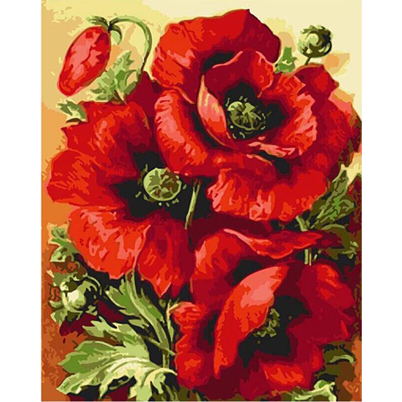 Red Flowers - DIY Painting By Numbers Kit