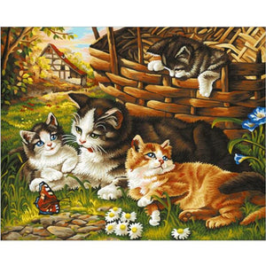 Cat And Kittens - DIY Painting By Numbers Kit