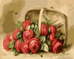 Red Roses In Basket - DIY Painting By Numbers Kit