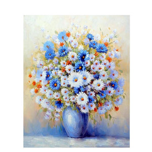 Blue And White Flowers - DIY Painting By Numbers Kit