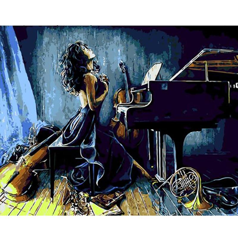 Woman Playing Piano - DIY Painting By Numbers Kit