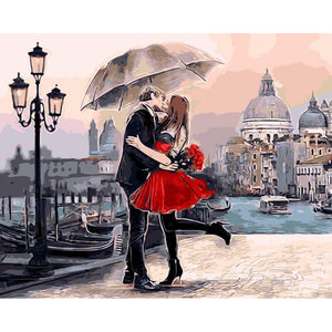 A Kiss In The Rain - DIY Painting By Numbers Kit