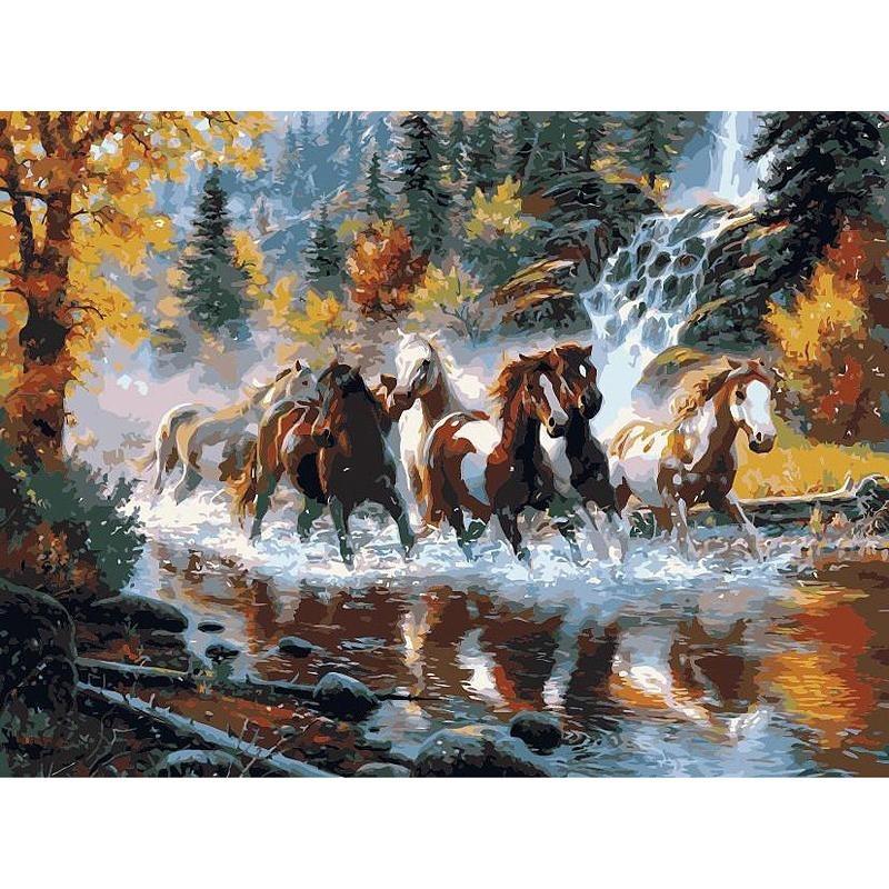 Horses in the Water - DIY Painting By Numbers Kits