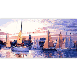 Sailing Boats Evening - DIY Painting By Numbers Kit