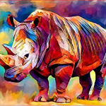 Rhino Rainbow - DIY Painting By Numbers Kit