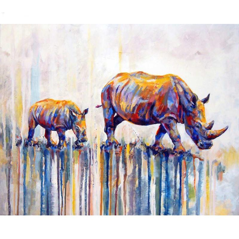 Rhino Family - DIY Painting By Numbers Kit