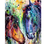 Blue and Orange Horses - DIY Painting By Numbers Kit