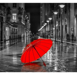 Red Umbrella On A Dark Street - DIY Painting By Numbers Kit