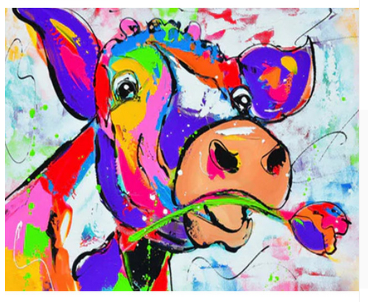 Romantic Color Cow - DIY Painting By Numbers Kit