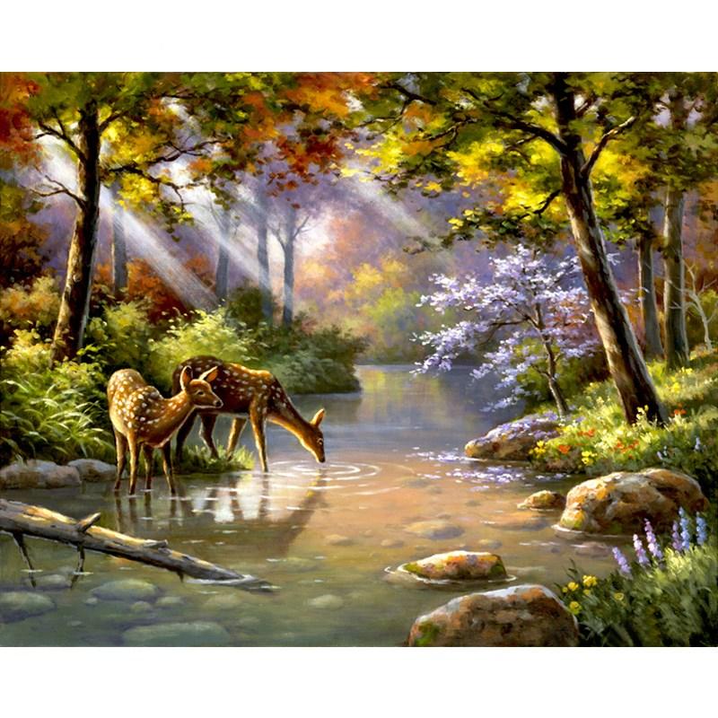 Deer In The Forest - DIY Painting By Numbers Kit