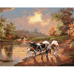 Cows By The Lake - DIY Painting By Numbers Kit