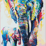 Elephant & Baby Colors - DIY Painting By Numbers Kit