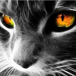 Yellow Eyed Cat Face - DIY Painting By Numbers Kit