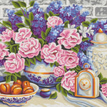 Pink Flowers On The Table - DIY Painting By Numbers Kit