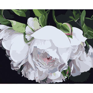 White Flower Painting - DIY Painting By Numbers Kit