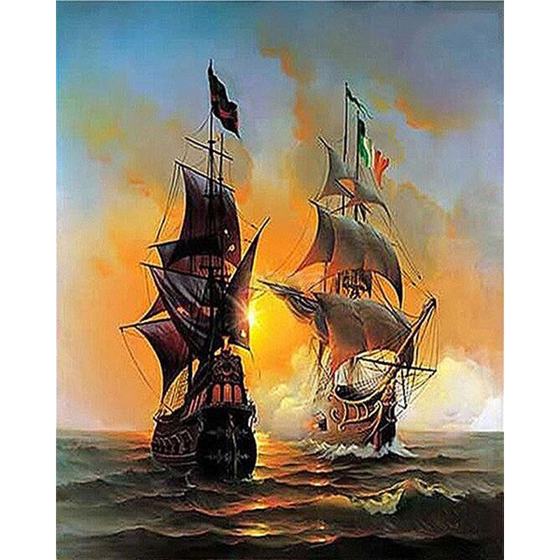 Pirate Ships In The Sea - DIY Painting By Numbers Kit