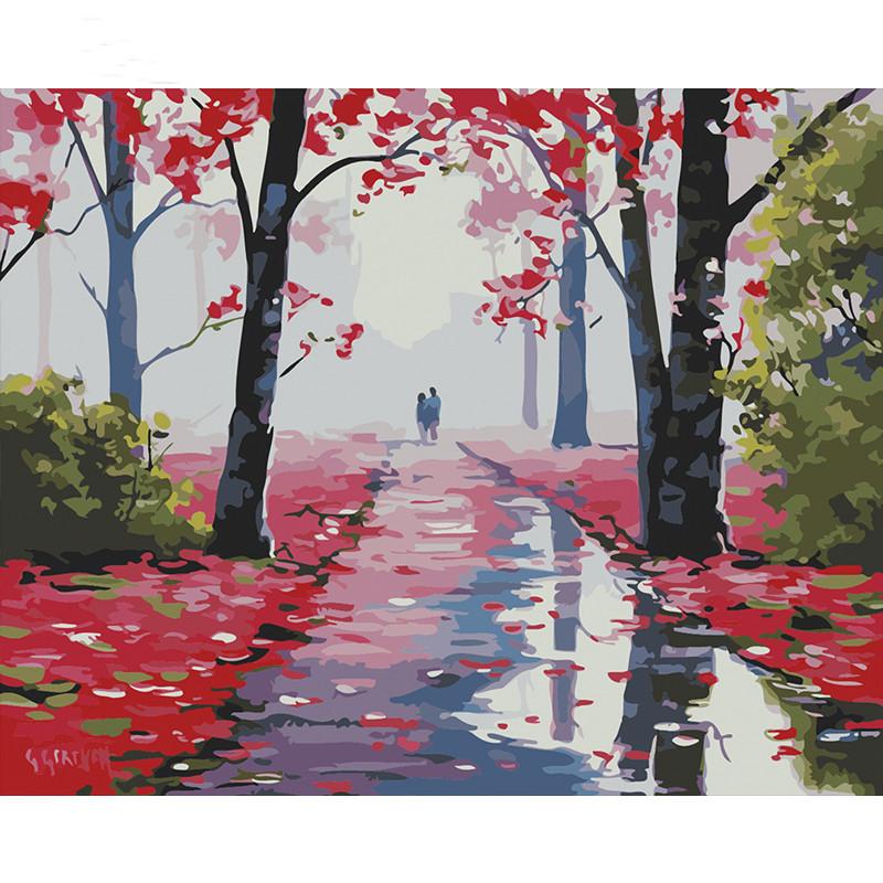 Fallen Flower Path - DIY Painting By Numbers Kit