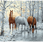 Horses In Snow - DIY Painting By Numbers Kit