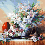 White Flowers - DIY Painting By Numbers Kit