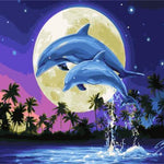 Moonlight Dolphins - DIY Painting By Numbers Kit