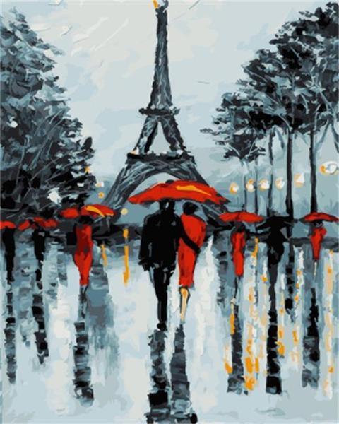 Walking To Eiffel Tower - DIY Painting By Numbers Kit