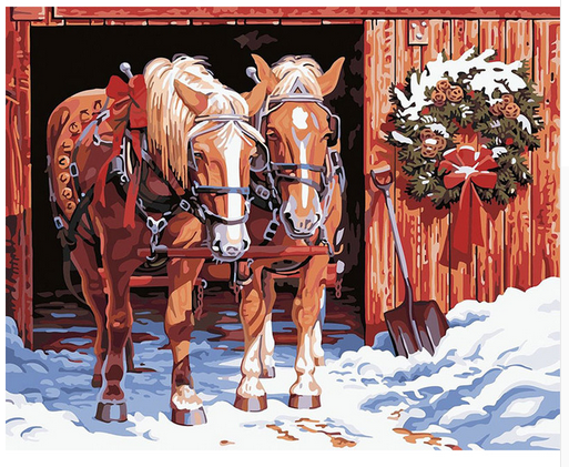 Horses in Winter - DIY Painting By Numbers Kit