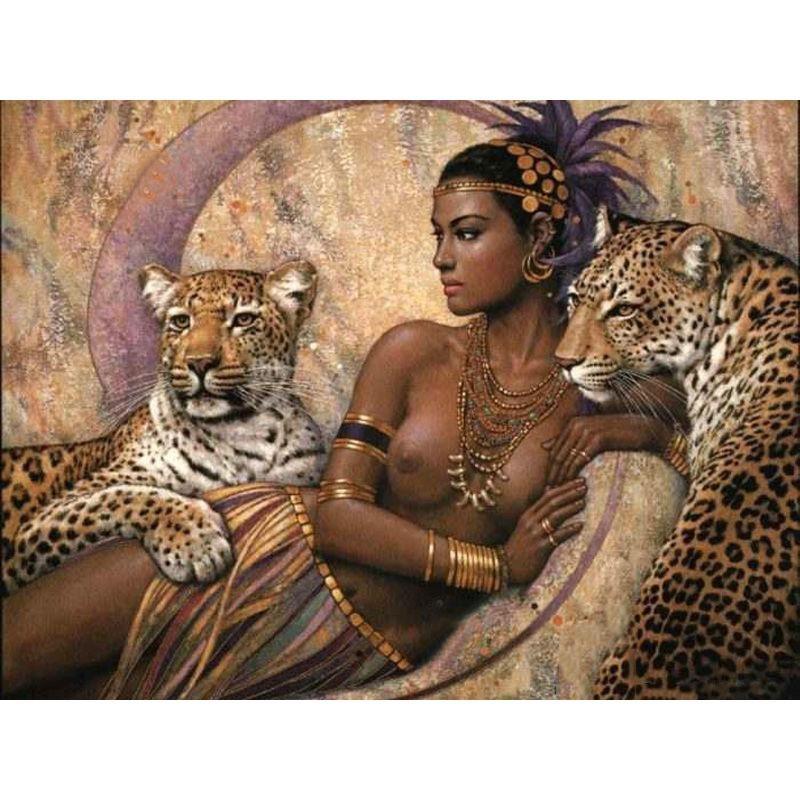 Fearless Leopard and Woman - DIY Painting By Numbers Kits