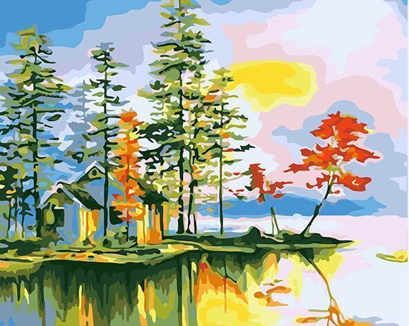 House By The Lake - DIY Painting By Numbers Kit