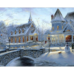 White Snowy Town - DIY Painting By Numbers Kits