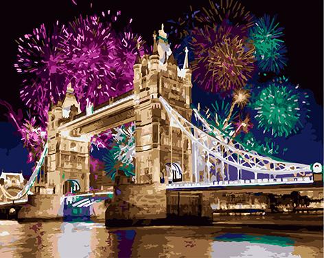 London Bridge Fireworks - DIY Painting By Numbers Kit