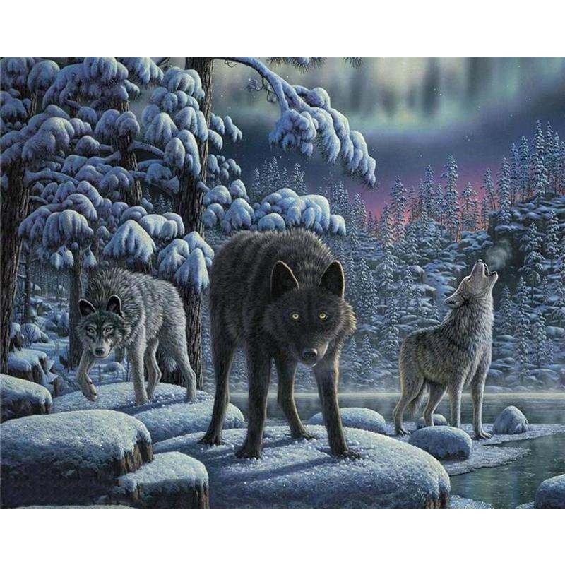 Wild Wolves In Winter - DIY Painting By Numbers Kit