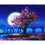 Sakura Tree Under The Moon - DIY Painting By Numbers Kit