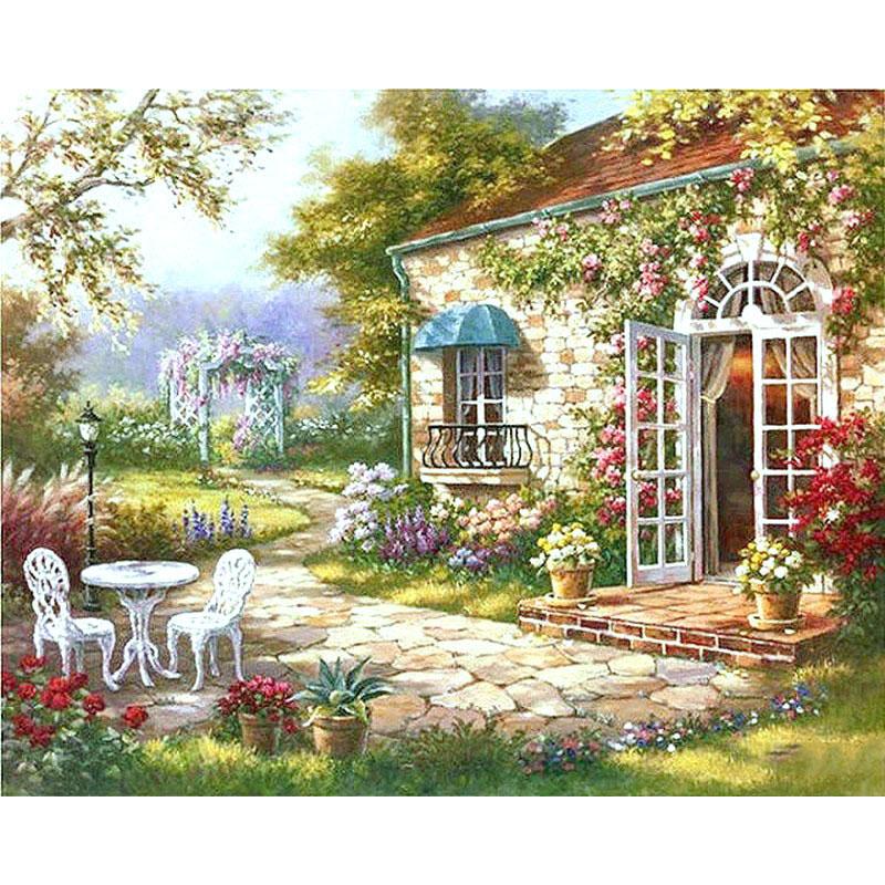 Beautiful House Garden - DIY Painting By Numbers Kit