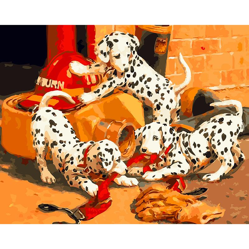 Dalmatians Puppies Playing - DIY Painting By Numbers Kit