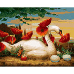 Flowers On Swan - DIY Painting By Numbers Kit