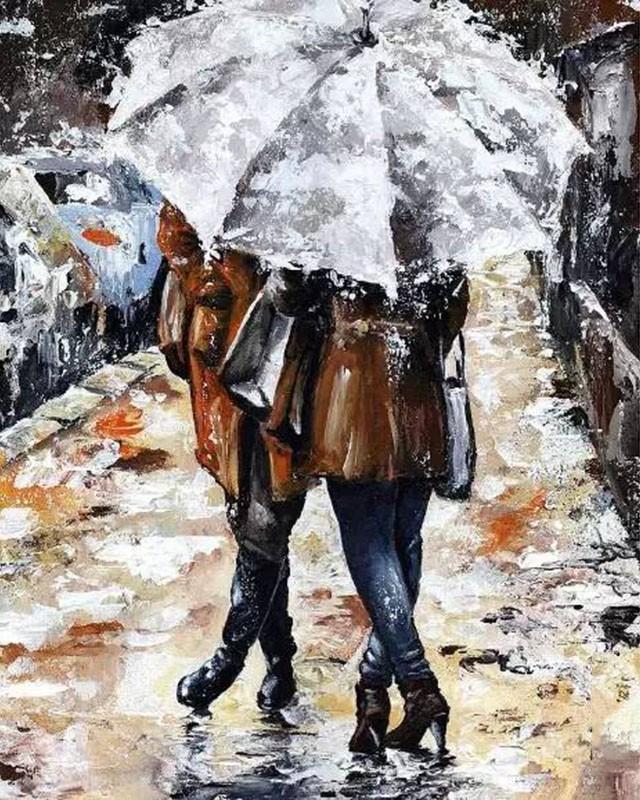 Couple Under Umbrella - DIY Painting By Numbers Kit