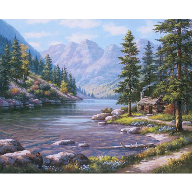 River Lake Landscape - DIY Painting By Numbers Kit