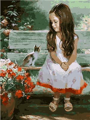 Cute Girl With Kitten - DIY Painting By Numbers Kit